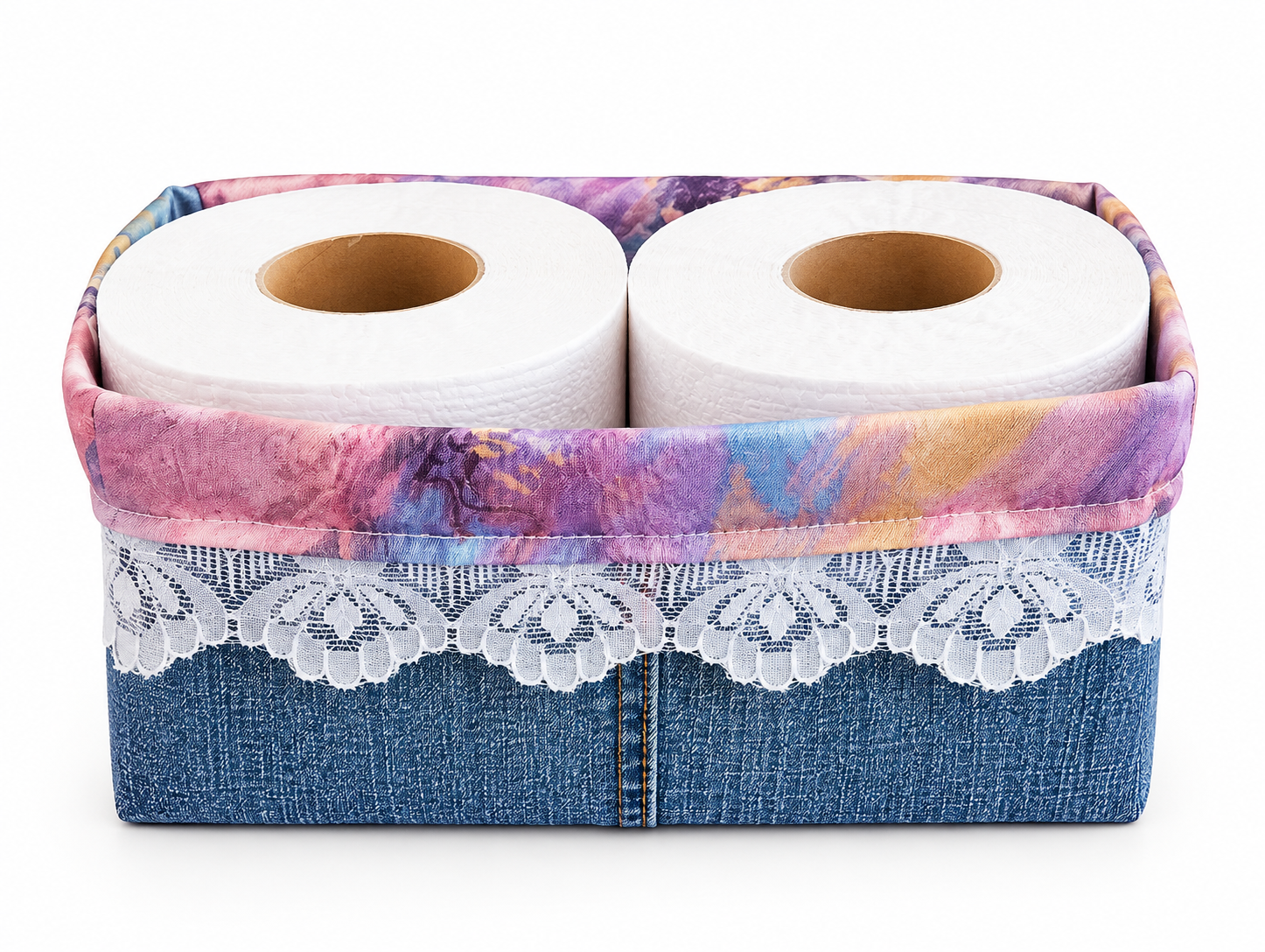 Organizador de baño (Jeans y rosado) - Imagen 3