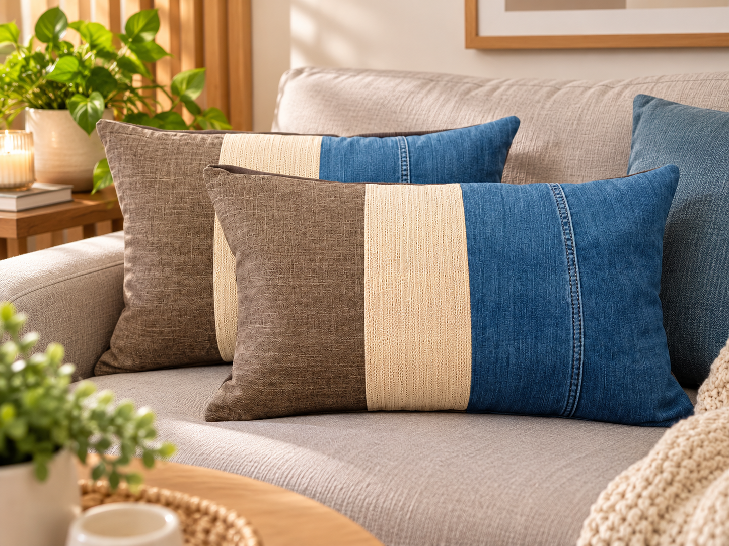 Conjunto cojines jeans-tierra - Imagen 2